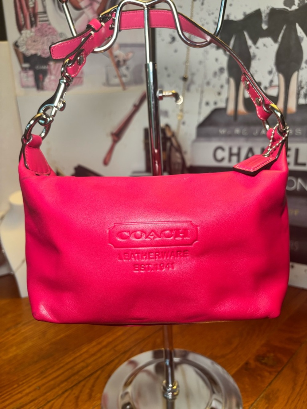 Coach Pink Leather Baguette Shoulder Bag | Leatherware 1941 Made in India